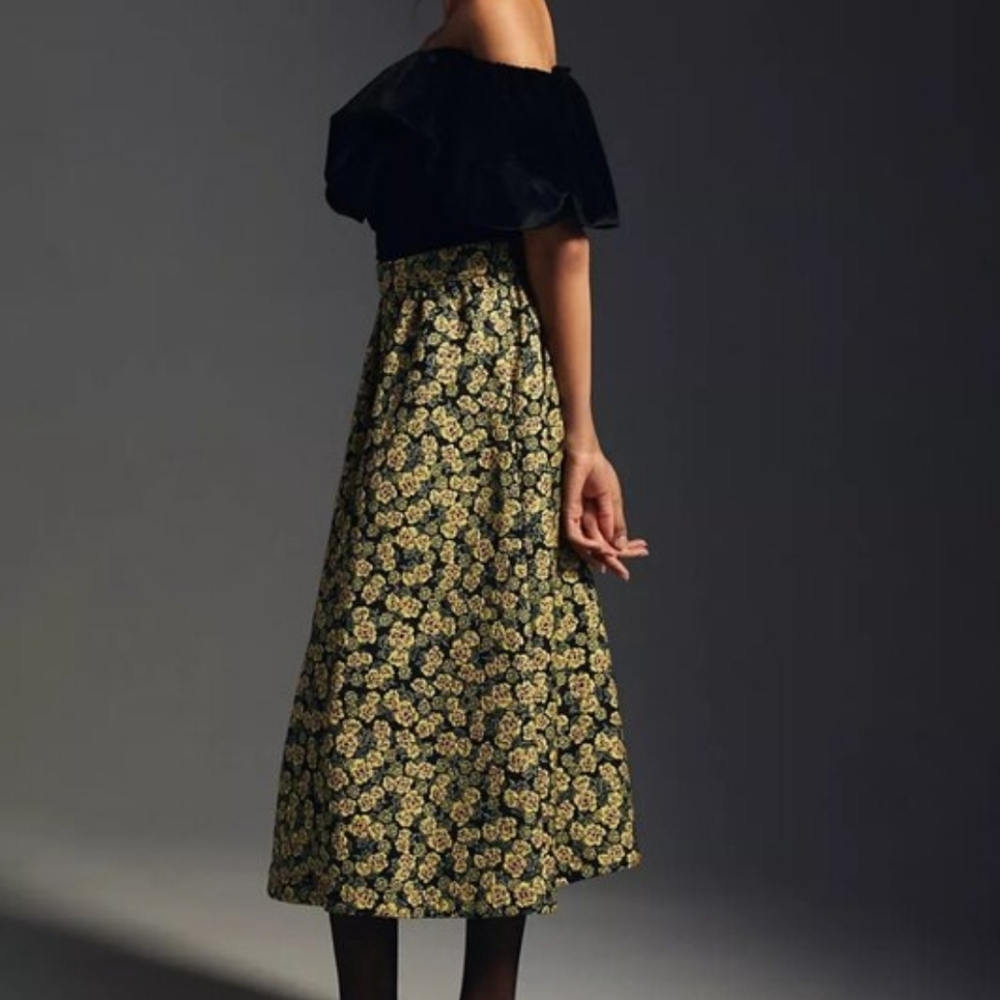 Anthropologie Maeve Floral Brocade Jacquard Maxi Skirt Size 4
